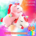 Unicornio Peluche Grande + ¡REGALO Bolso Silicona Burbujas!