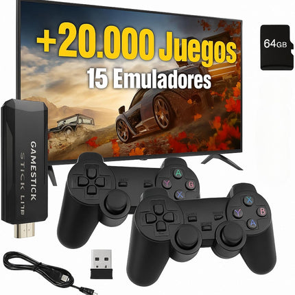 Consola Retro HDMI Original: ¡Más de 20.000 juegos en 15 Emuladores y 2 Mandos Inalámbricos!