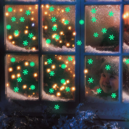 100 Copos de Nieve Fluorescentes Adhesivos para Niños y Mayores