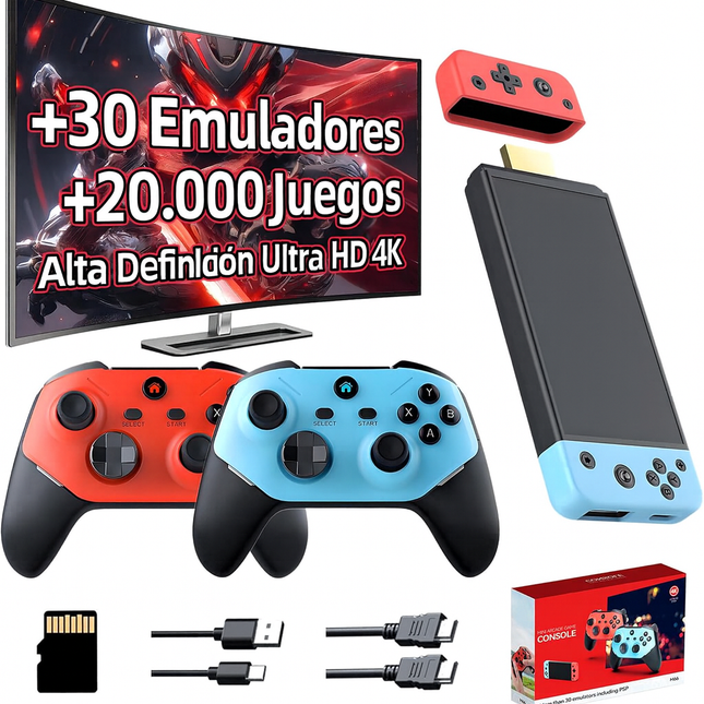 ¡Novedad Navidad 2025! Consola Retro Ultra HD 4K con +30 Emuladores +21.000 Juegos y 2 Mandos Inalámbricos a Color