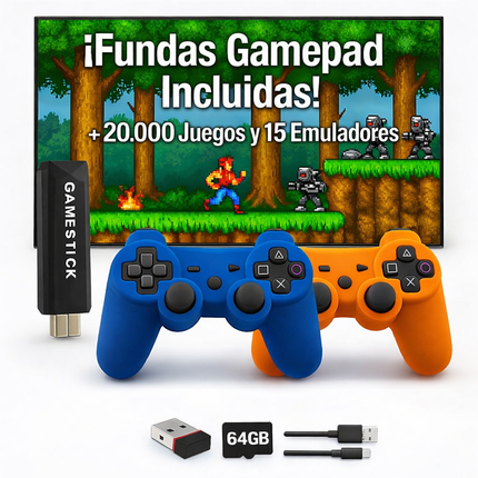 Consola Retro HDMI Original: ¡Más de 20.000 juegos en 15 Emuladores y 2 Mandos Inalámbricos!