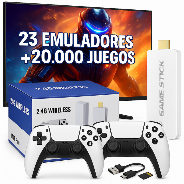 Consola HDMI Retro PRO: ¡Más de 20.000 juegos y 23 Emuladores con 2 Mandos Inalámbricos!