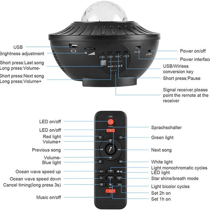 - Proyector de Galaxias con Música Bluetooth y Mando Distancia