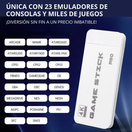 Consola Stick HDMI Retro PRO: ¡Más de 20.000 juegos y 23 Emuladores con 2 Mandos Inalámbricos!