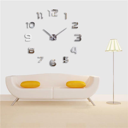 Reloj de Pared Grande Horas 3D Plateado Modelo Granada