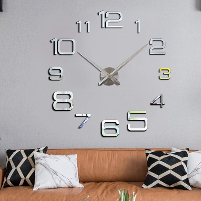 Reloj de Pared Grande Horas 3D Plateado "Miami" - Frikimanes