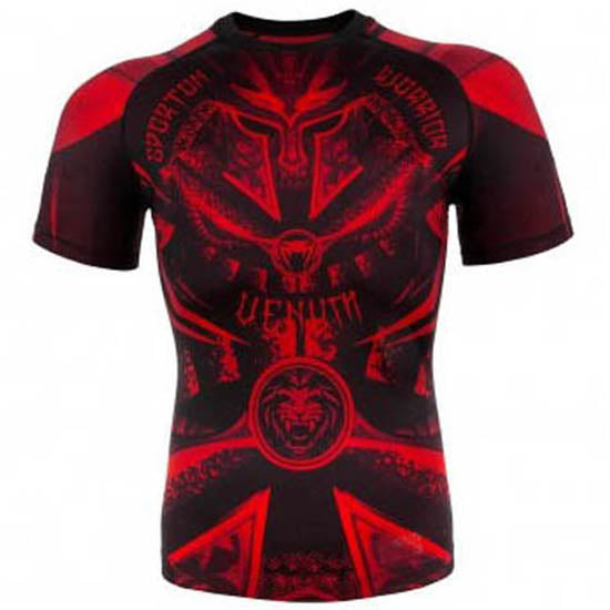 Camiseta Elástica Roja "Spartan Warrior" Kick Boxing Cross Training Running Gym