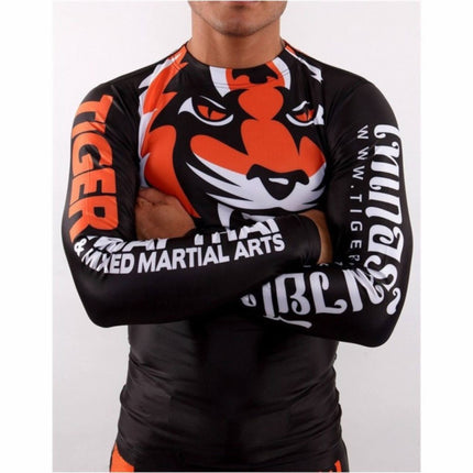 Camiseta Manga Larga Elástica "Tiger Muay Thai"  Thai Kick Boxing MMA Crossfit - Frikimanes