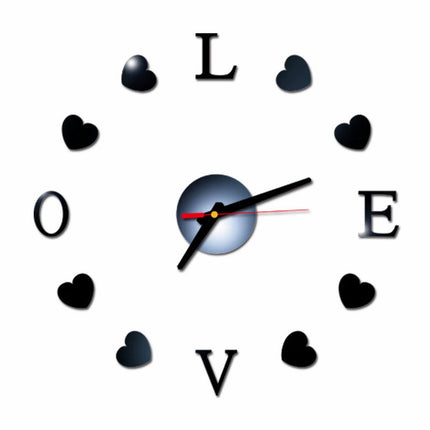 Reloj de Pared LOVE Pequeño Efecto Espejo Negro