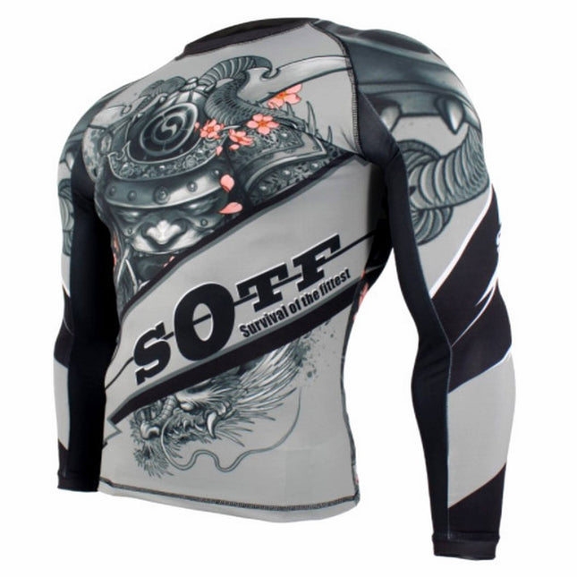 Camiseta Elástica de Compresión Samurai Kick Boxing MMA Crossfit BJJ Running - Frikimanes