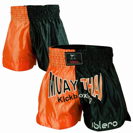 Pantalón Muay Thai, Kick Boxing Naranja y Negro - Frikimanes