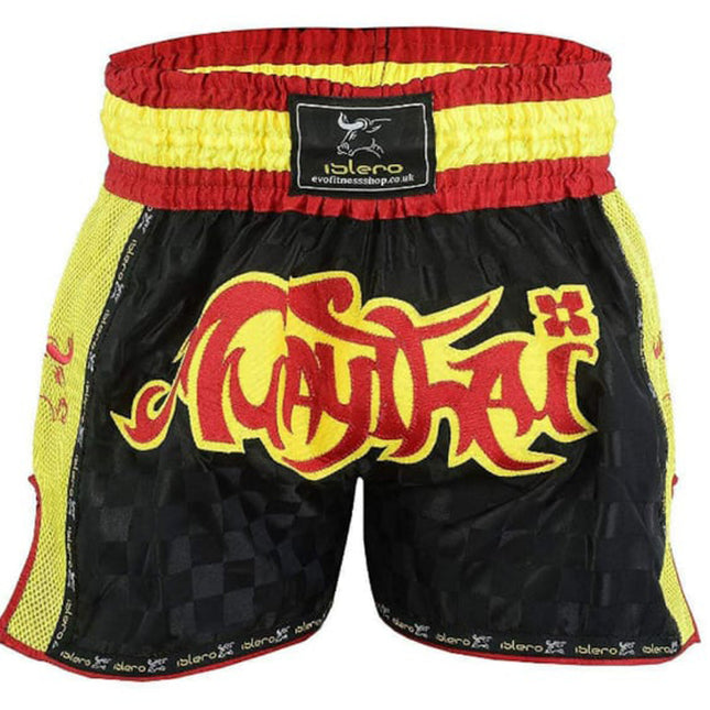 Pantalón Muay Thai, Kick Boxing Amarillo y Rojo España - Frikimanes