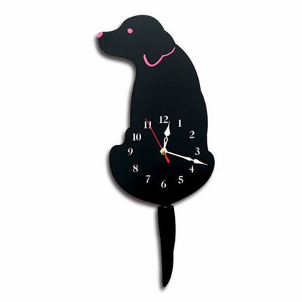 Reloj de Pared Perro Negro ¡Mueve el Rabo Pendularmente! - Frikimanes