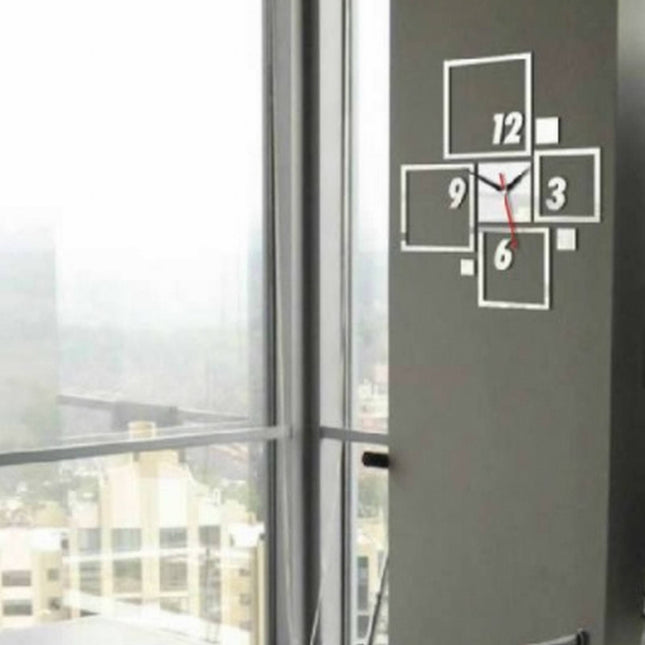 Reloj de Pared de Cuadrados efecto Espejo Plateado - Frikimanes