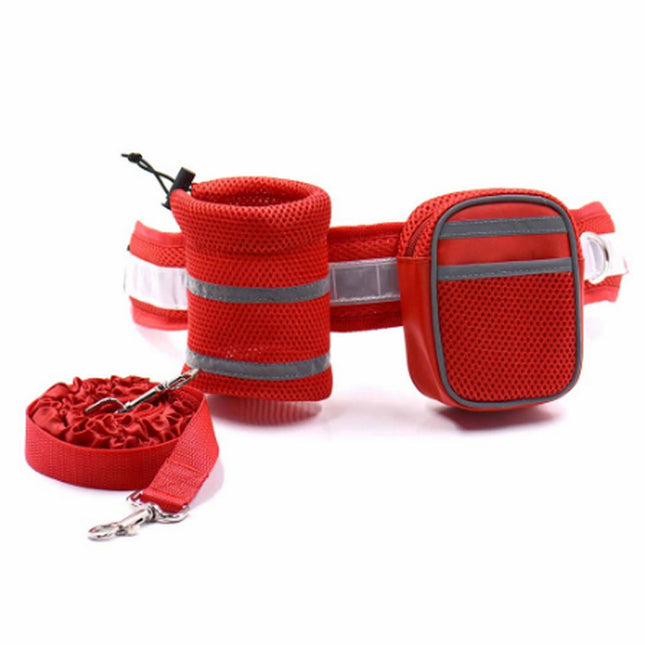 Cinturón y Correa elástica para correr o pasear con tu perro (Roja) - Frikimanes