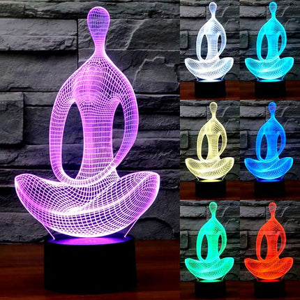 Lámpara LED 3D Yoga Meditación Cambia a 7 Colores - Frikimanes