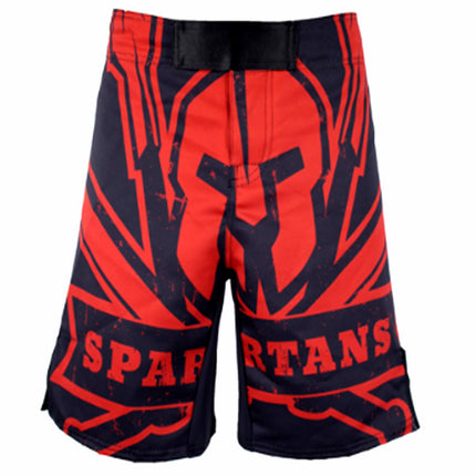 Pantalones Shorts Negros y Rojos Spartans Kick Boxing CrossFit MMA K-1 Fitness - Frikimanes