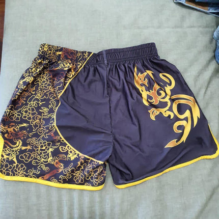 Pantalones MARS Negros y Dorados Muay Thai, Kick Boxing - Frikimanes