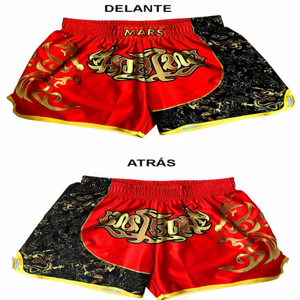 Pantalones MARS Rojos y Negros Muay Thai, Kick Boxing - Frikimanes