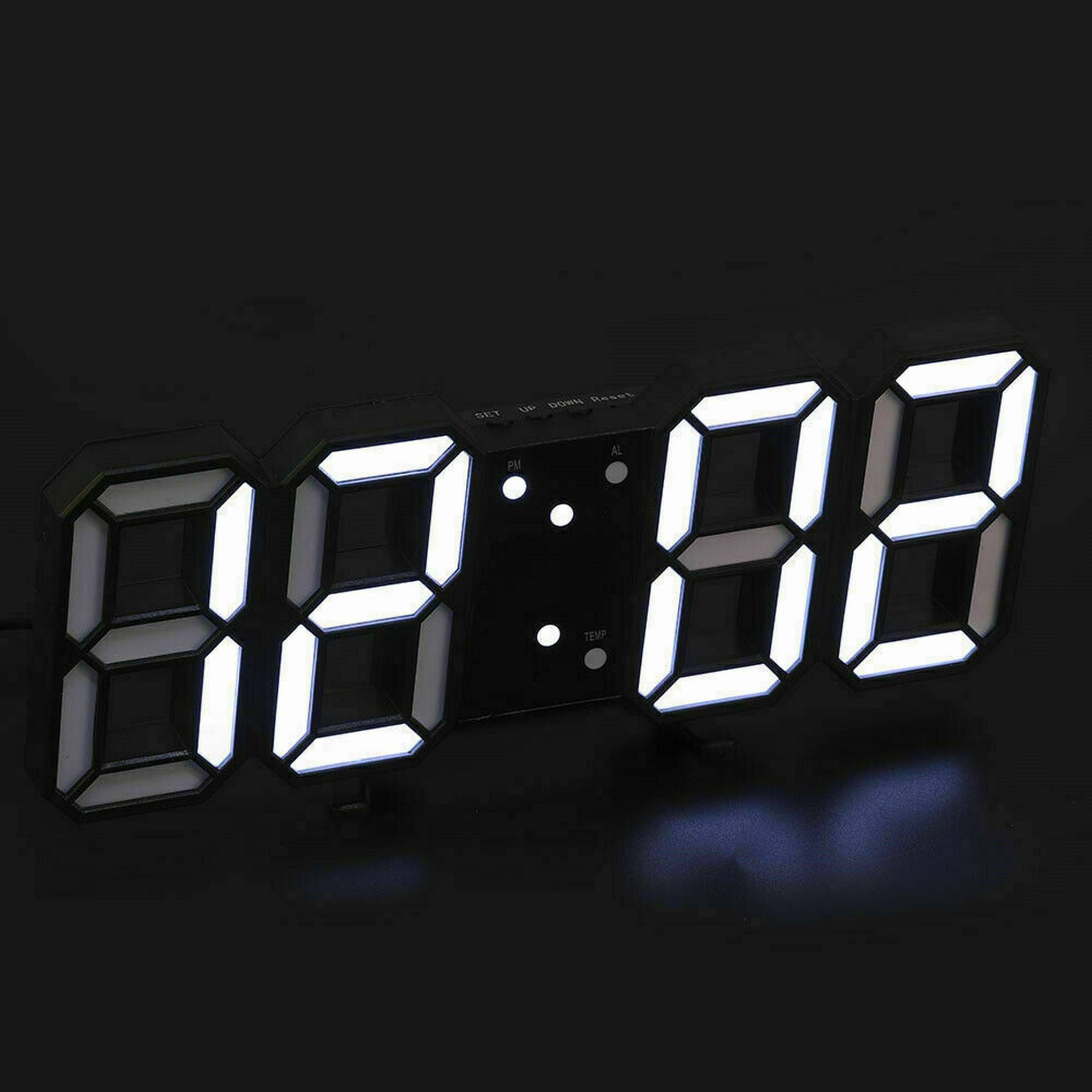 Reloj Digital Despertador Espejo Con Luz Led De Pared O Mesa