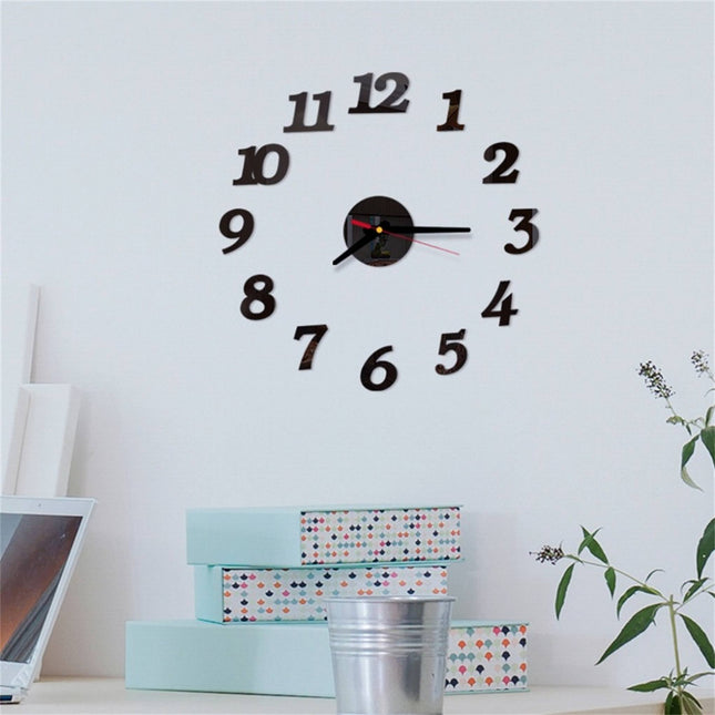 Reloj de Pared Números Pequeño Efecto Espejo Negro