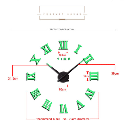 Reloj de Pared Grande Horas 3D Fluorescente "Roma" - Frikimanes