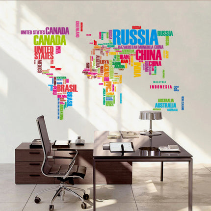 Vinilo Mapa Mundo con Nombre de Países Autoadhesivo Color - Frikimanes