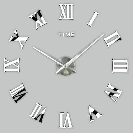 Reloj de Pared Grande Horas 3D Plateado "Roma" - Frikimanes